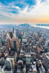 Fototapeta premium A view of Manhattan during the sunset - New York