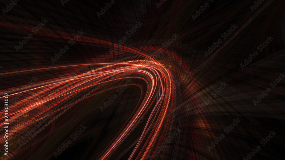 Poster abstract digital art background. dynamic 3d composition of curves ands grids. detailed fractal graph