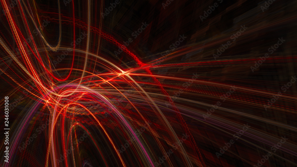 Poster abstract digital art background. dynamic 3d composition of curves ands grids. detailed fractal graph