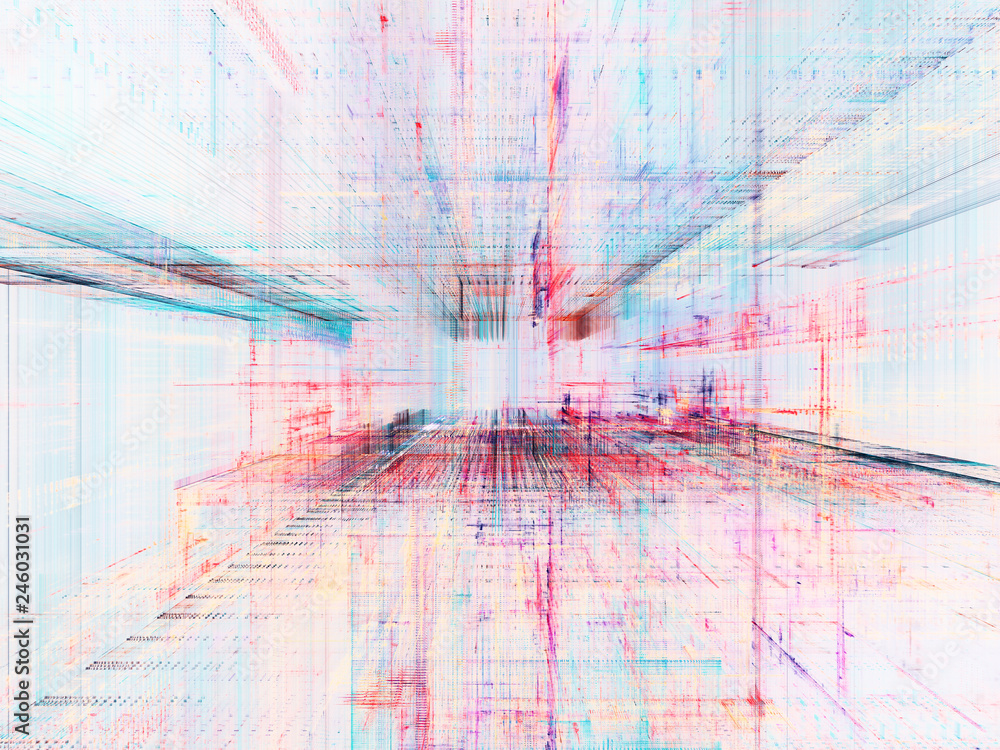 Poster abstract background. digital data visualization. 3d illustration based on fractal graphics.
