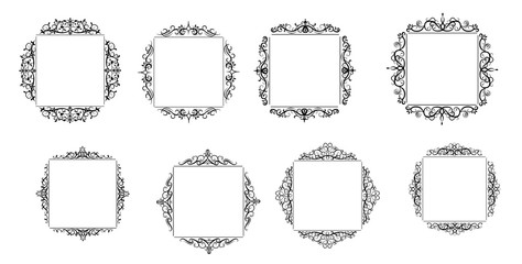 Vintage vector swirl frame set