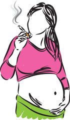  pregnant woman smoking illustration