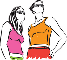 women modeling vector illustration