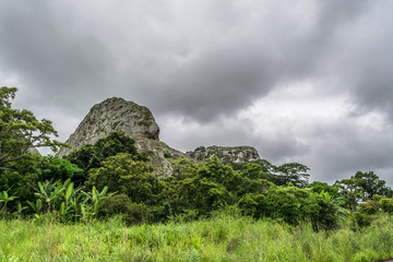 View at the mountains Pungo Andongo, Pedras Negras (black stones), huge geologic rock elements
