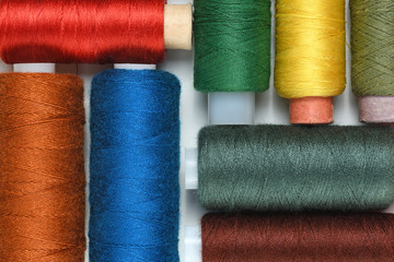 Spools of thread close-up