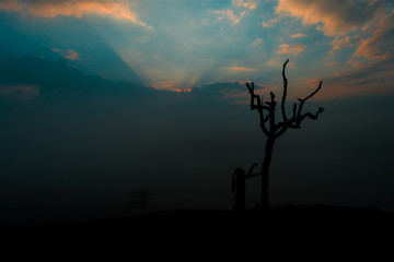 SILHOUETTE OF WOMAN AT SUNRISE