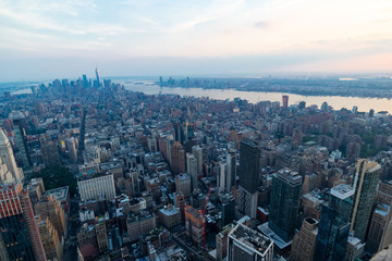 Fototapeta na wymiar A view of Manhattan during the sunset - New York