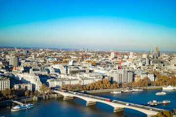 Fototapeta na wymiar Waterloo bridge and other buildings on far view on skyline of london