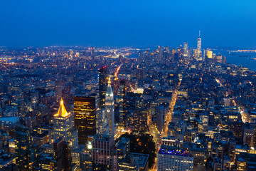 Fototapeta premium Widok na Manhattan podczas zachodu słońca - Nowy Jork