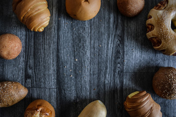 breads on wooden background
