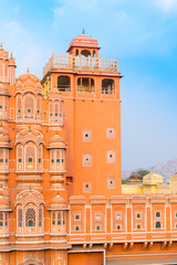 Hawa Mahal palace (Palace of the Winds) with clear blue sky, Jaipur, Rajasthan, India