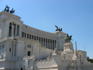 View of the monument to Victor Emmanuel II in good  summer weather, Rome, Italy, Europe