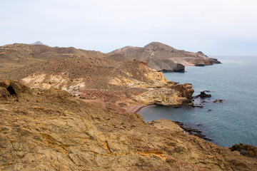 Fototapeta na wymiar Parque Natural del Cabo de Gata en Almería, España. Increíble zona volcánica en el sur de la península ibérica.