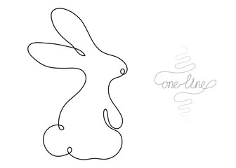 Continuous one line art drawing rabbit animal