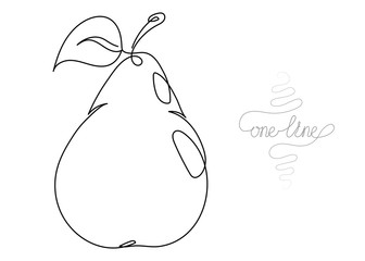 Continuous one line art drawing pear fruit