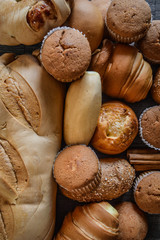 Fototapeta na wymiar breads on wooden background