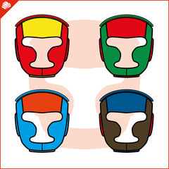 Set martial art colored helmet simbol design. Vector, EPS.