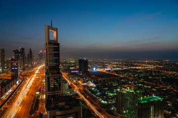 Fototapeta na wymiar Dubai skyline rooftop 2019, United arabic emirates