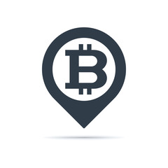 Obraz premium Bitcoin symbol, address pin icon