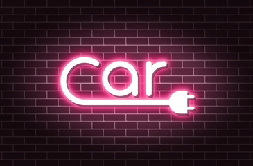 Neon text electric car