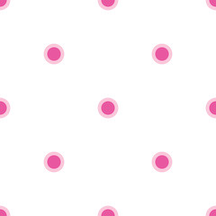 Pink round ring seamless pattern. Polka dot background. Vector illustration.