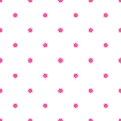 Pink round ring seamless pattern. Polka dot background. Vector illustration.