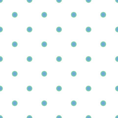 Blue round ring seamless pattern. Polka dot background. Vector illustration.