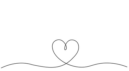 Fototapeta premium Heart background valentine day design, one line draw vector illustration.