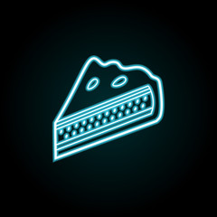 Piece of pie icon in neon style. Simple thin line, outline vector of Autumn icons for UI and UX, website or mobile application