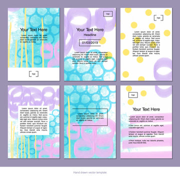 Set of creative artistic hand drawn cards. Cool graphics for flyer, card, poster, postcard, invitation, placard, brochure, banner. Design for invitation, wedding, birthday, party