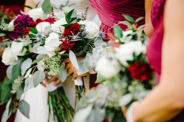 bridesmaids and flowers