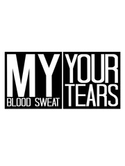 quadrate rahmen cool design erfolgreich text my blood sweat your tears blut schweiß tränen gewinnen gewinner training stark bodybuilder logo duell