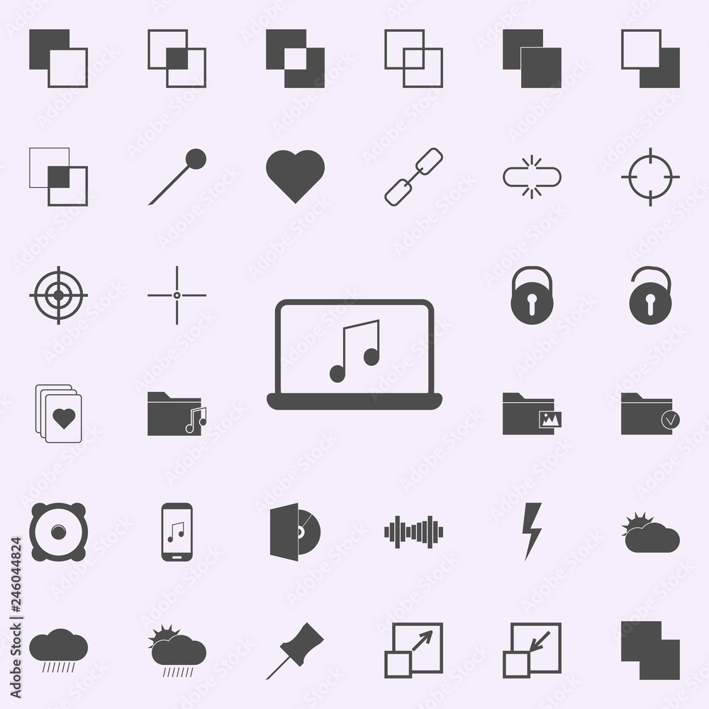 Poster music on laptop icon. web icons universal set for web and mobile