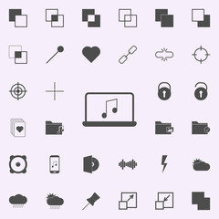 music on laptop icon. web icons universal set for web and mobile