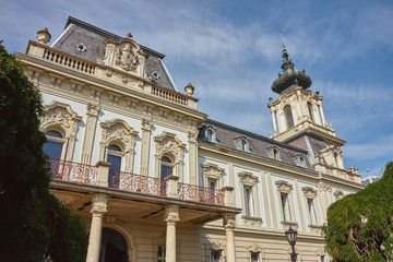 Fototapeta na wymiar Very famous castle in a Hungarian town Keszthely, Castle Festetics in a sunny day.