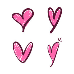 Set of hand drawn hearts, valentine's day doodle, love symbol