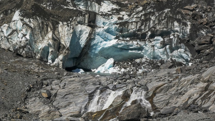 the glacier terminus of franz josef glacier in new zealand