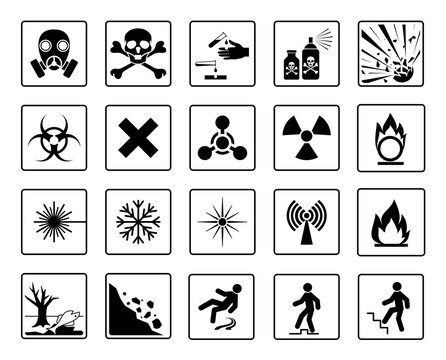 Danger sign.  Set of hazard warning symbols