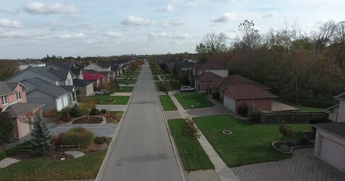 Road Aerial Above Flying In Neighborhood 4K