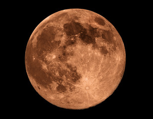 Fototapeta premium Full Moon with crater detail against black background.
