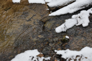 a breathtaking view of a creek in winter time