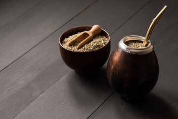 yerba mate drink in gourd matero