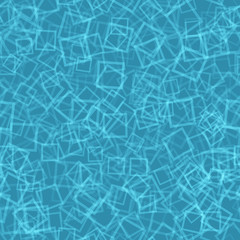 Abstract seamless pattern of randomly arranged contours of squares in light blue colors