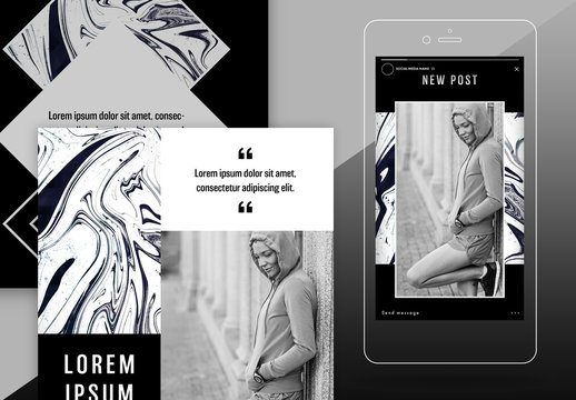 Marble Pattern Social Media Post Layout Set