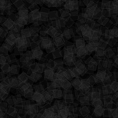 Abstract seamless pattern of randomly distributed translucent squares in black and gray colors