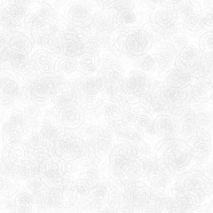 Abstract seamless pattern of randomly distributed translucent spirals in white and gray colors