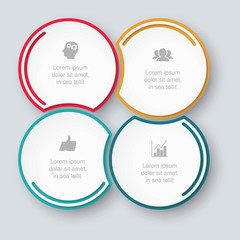 Vector infographic template for circular diagram, graph, presentation, chart, business concept with 4 options.