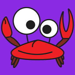 Crab in cartoon style