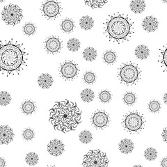 Mandala seamless pattern on white background.