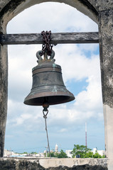 Fototapeta premium Campeche, Mexico - Old Bell on Roof of Bastion of Santa Rosa